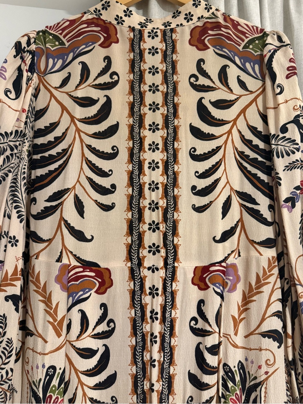 FARM Rio Cream Maxi Dress with Black Botanical Print and Multicolor Accents - Picture 9 of 10